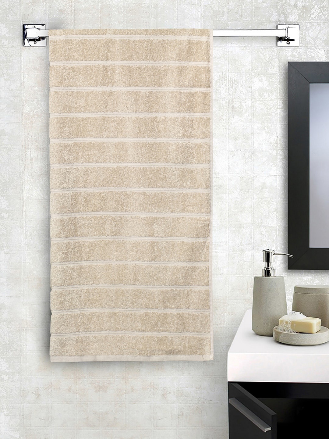 

SPACES Beige Colored 250 GSM Pure Cotton Bath Towels