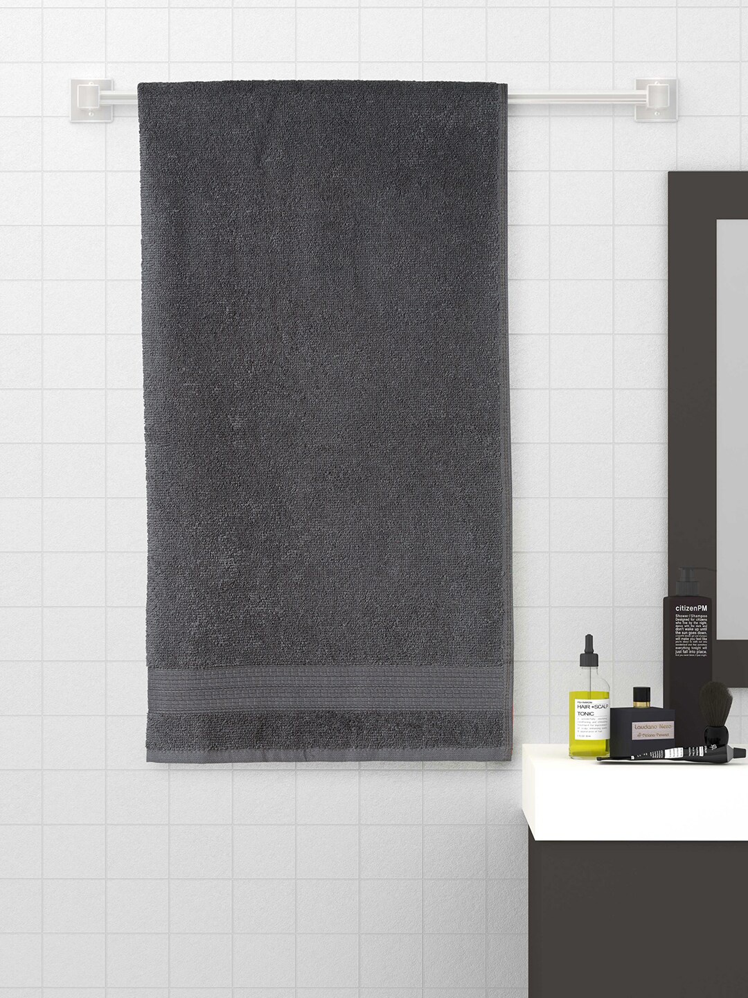 

SPACES Grey Solid 400 GSM Cotton Bath Towel