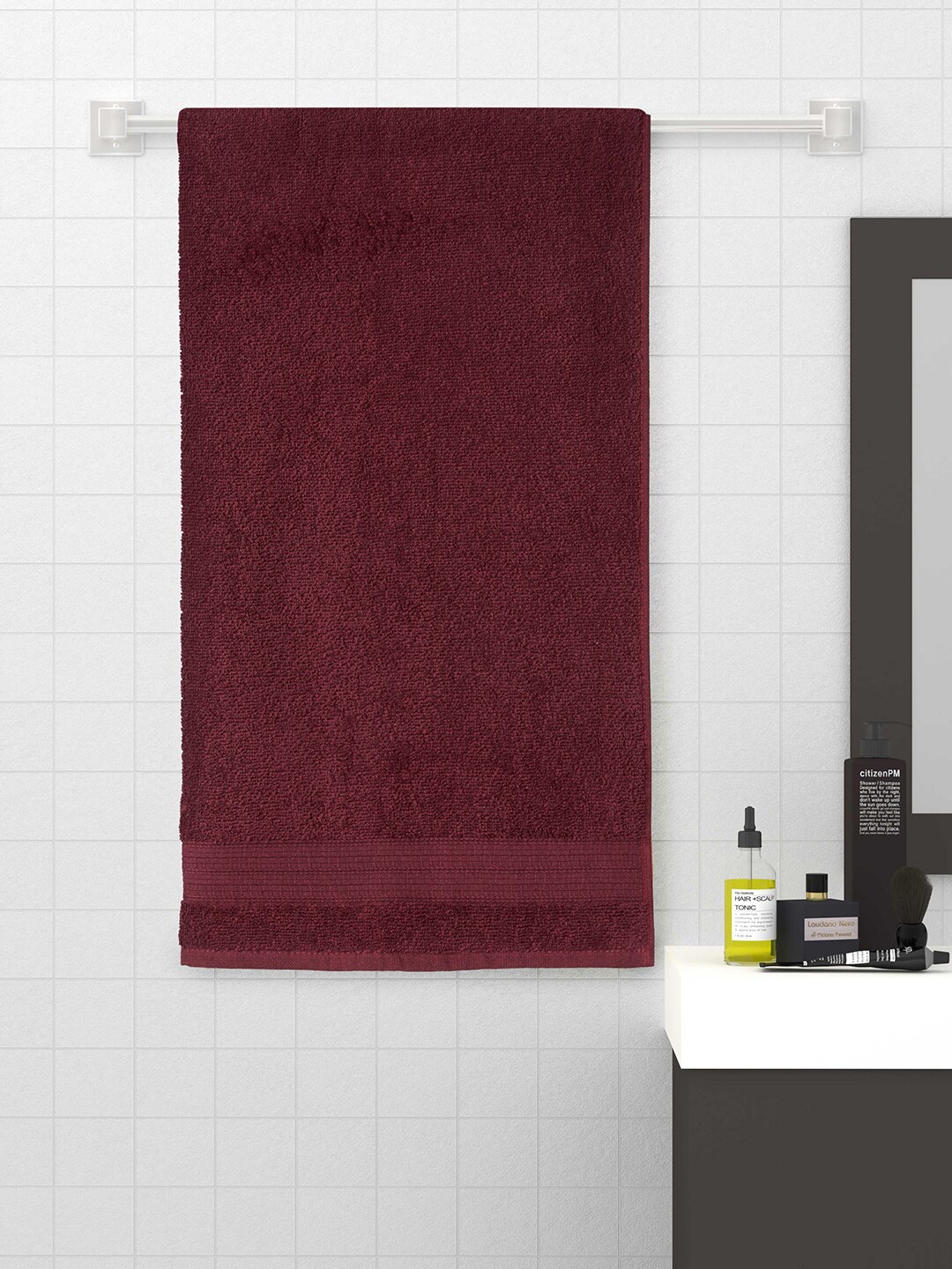 

SPACES Maroon Solid 400 GSM Pure Cotton Bath Towel