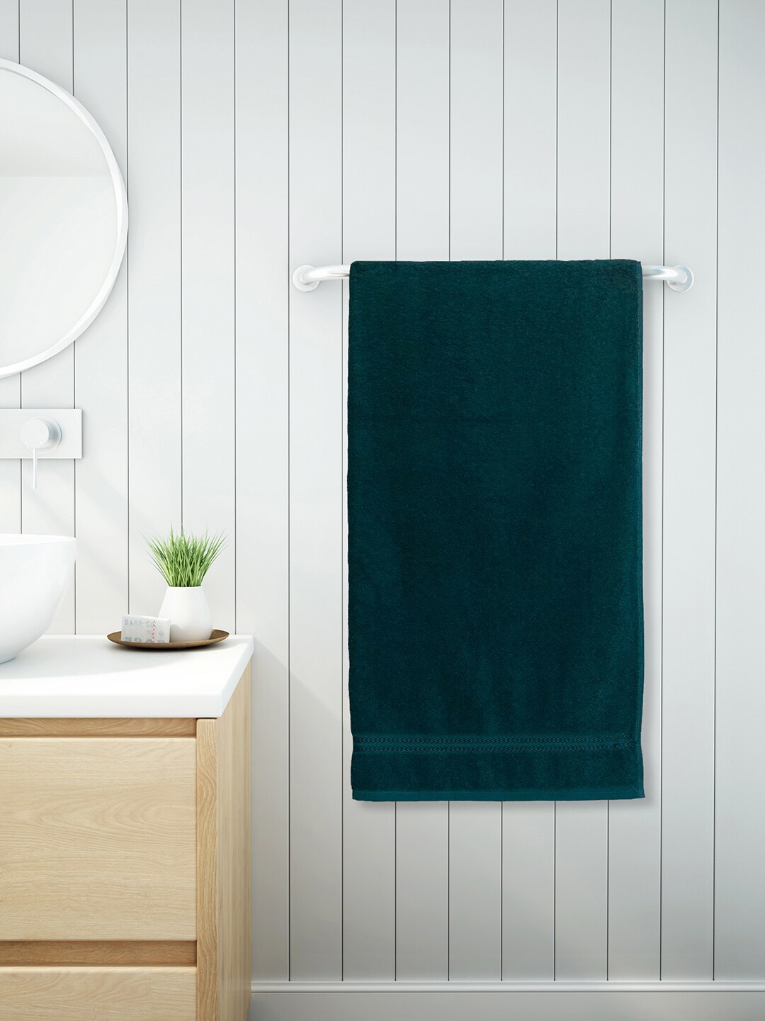 

Welspun Teal Blue Solid Pure Cotton 380 GSM Anti Bacterial Bath Towel