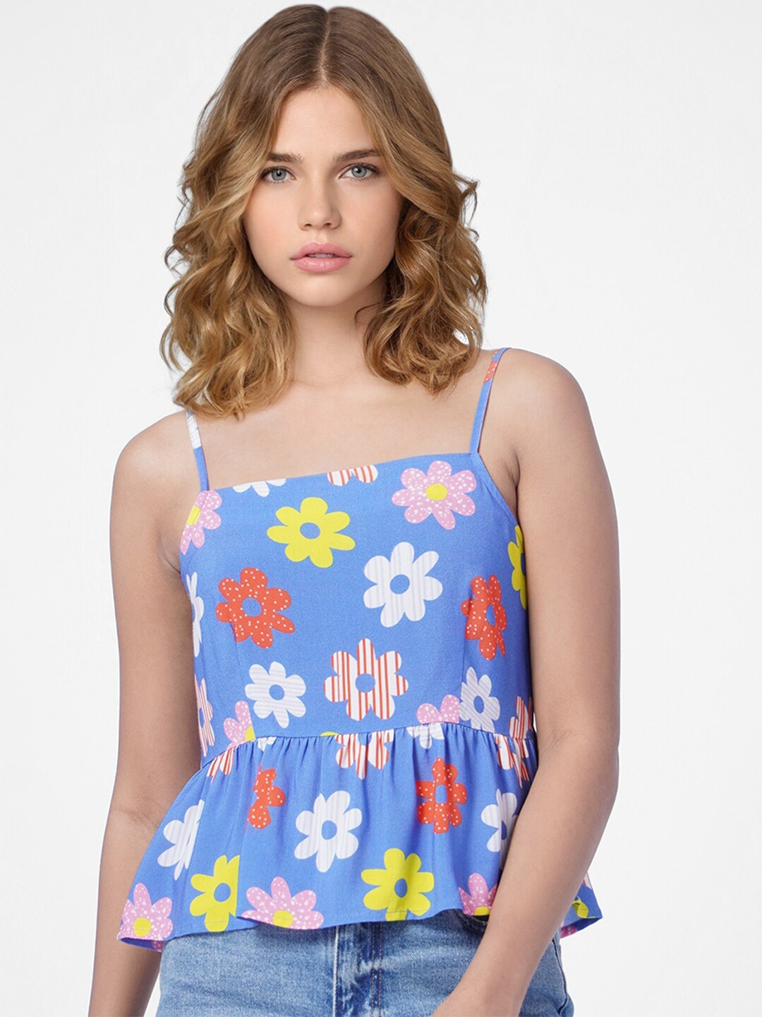 

ONLY Women Purple Floral Print Top