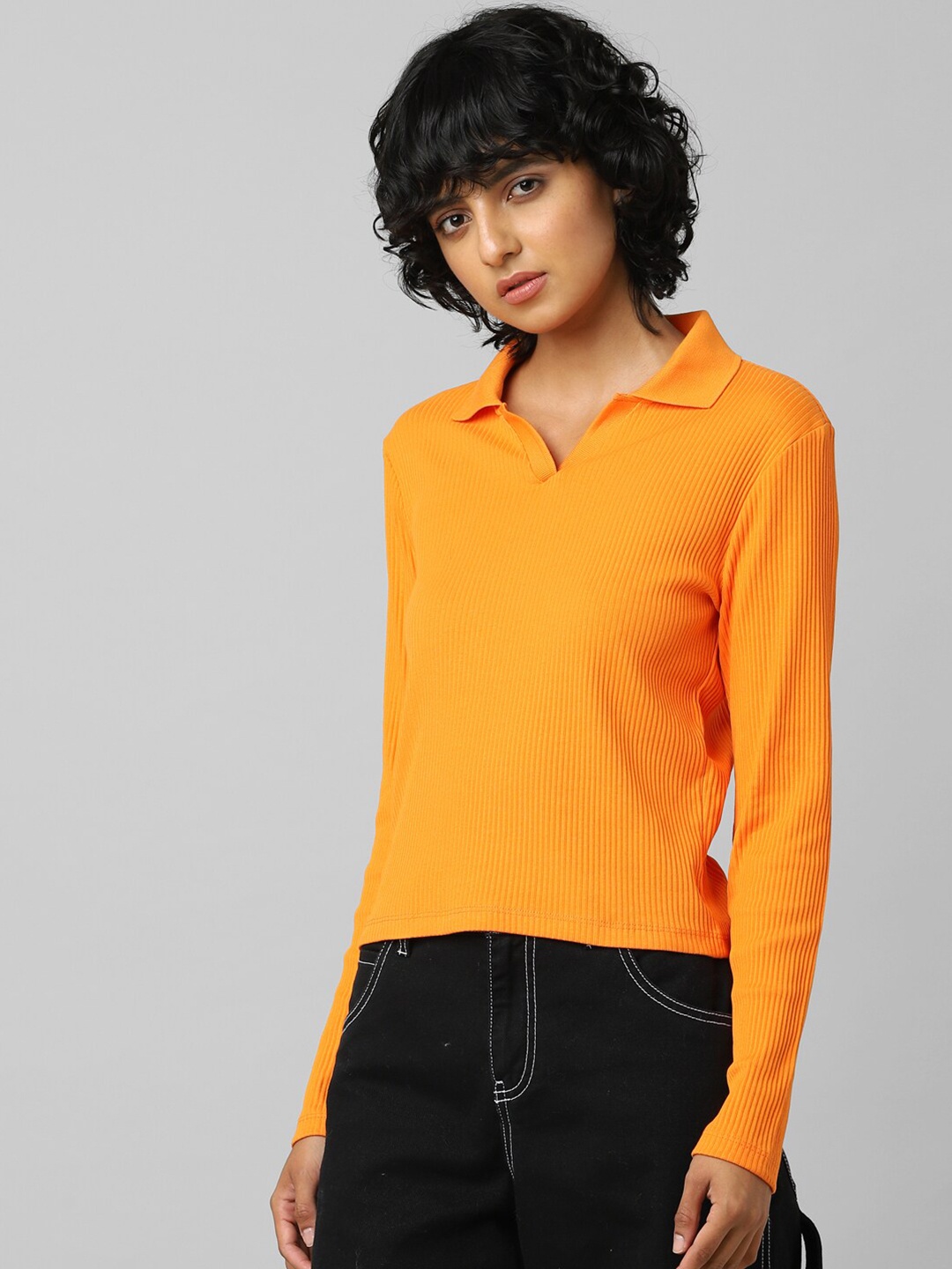 

ONLY Woman Orange Solid Full Sleeve Top