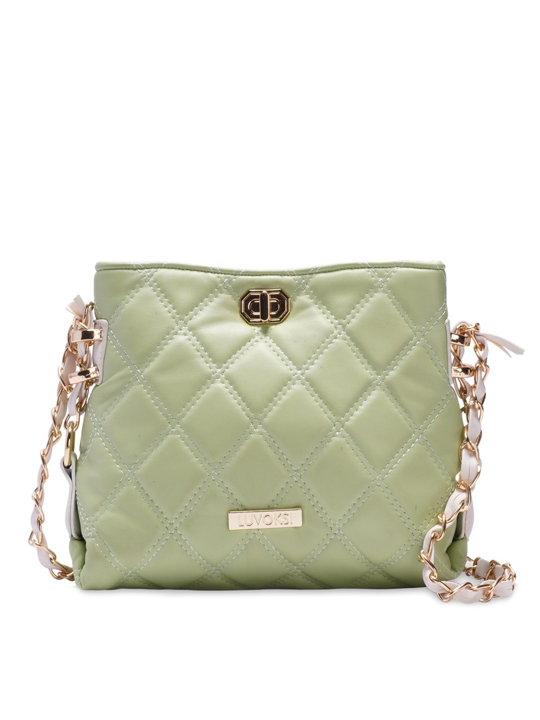

Luvoksi Green Textured PU Structured Sling Bag With Quilted