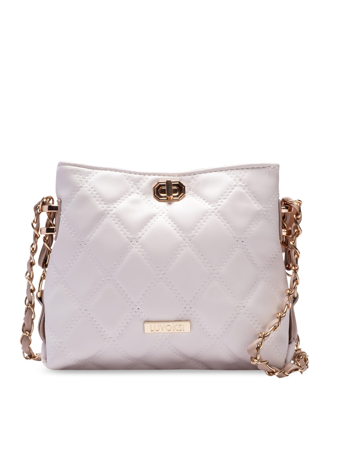 

Luvoksi White PU Structured Quilted Sling Bag