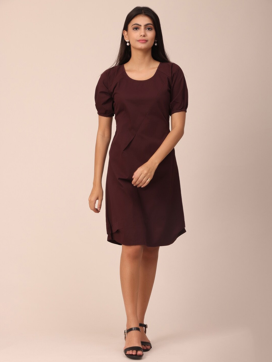 

NAYRA Women Maroon Layered A-Line Dress