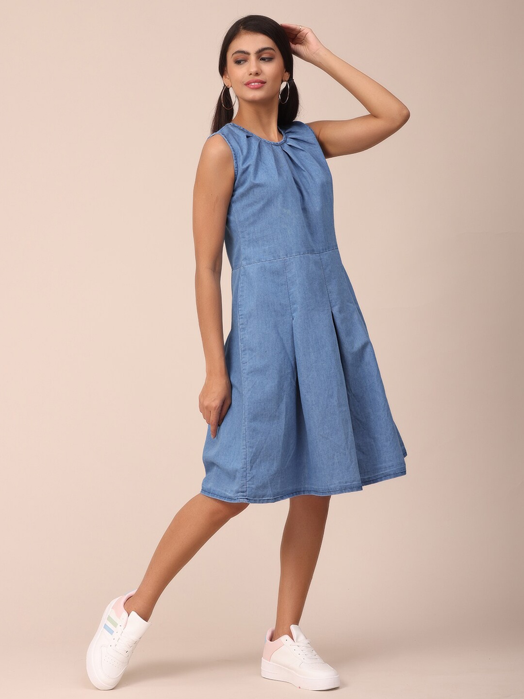 

NAYRA Women Blue Layered Denim A-Line Dress