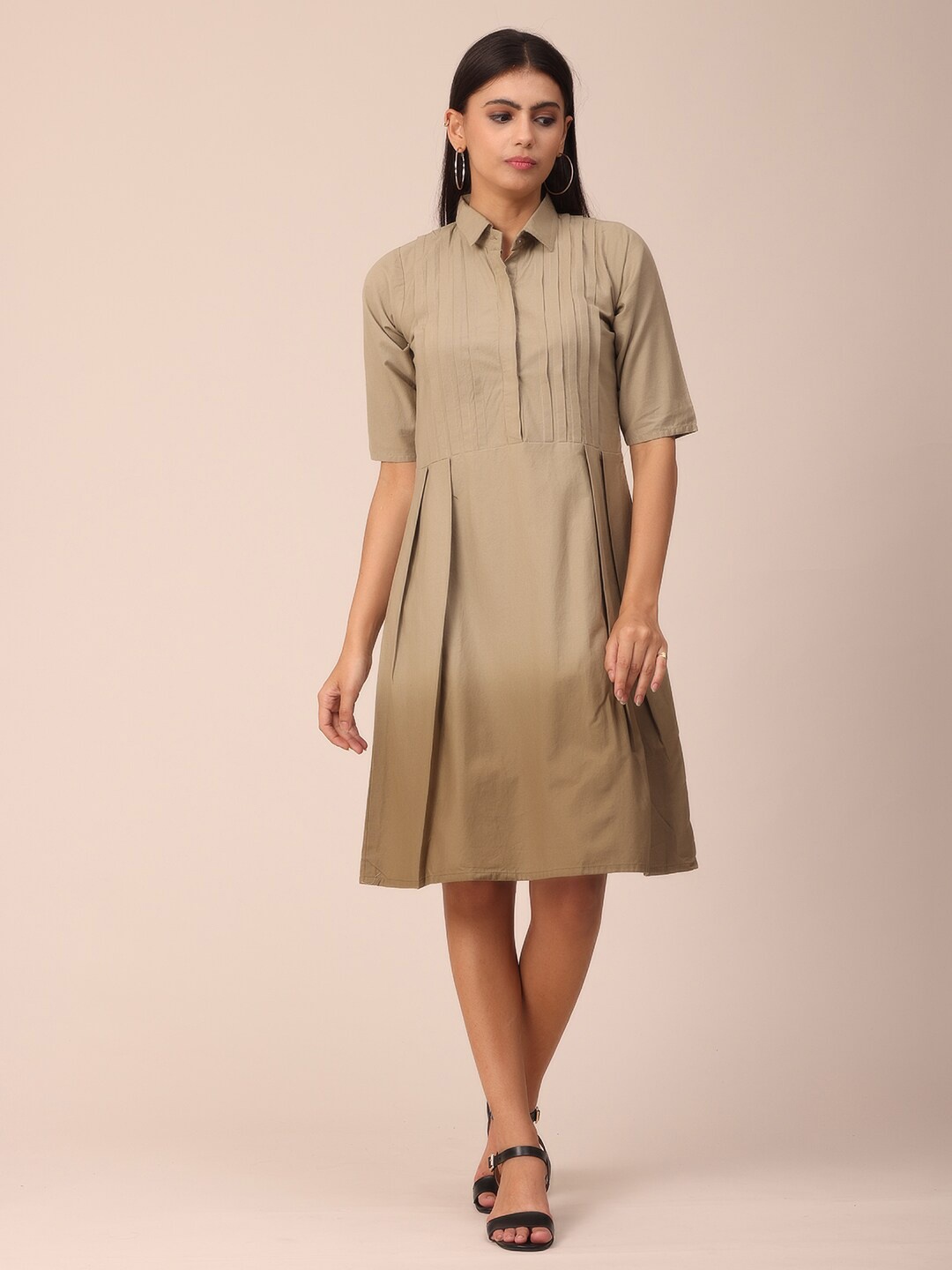 

NAYRA Women Fit & Flare Beige Dress