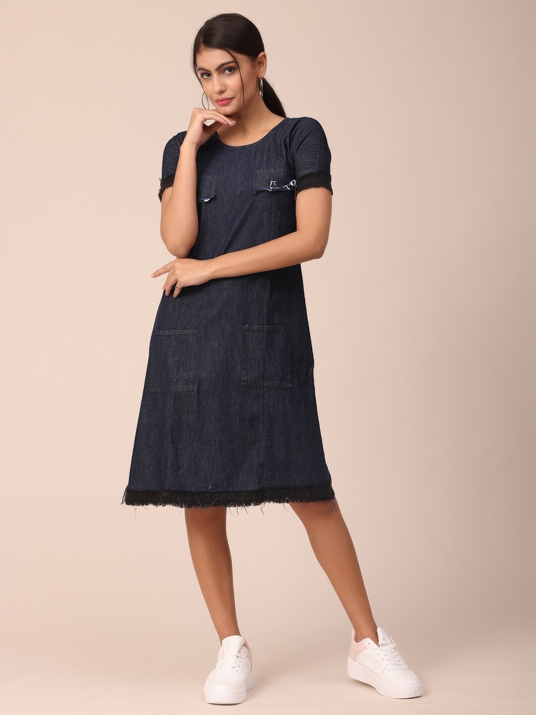 

NAYRA Women Charcoal A-Line Dress