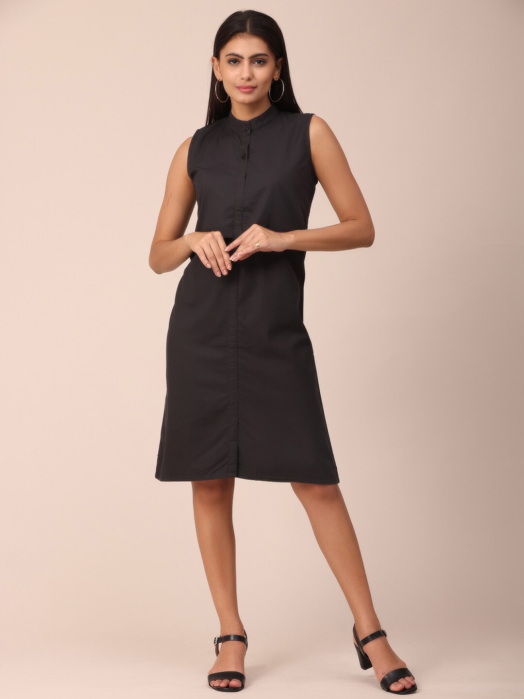 

NAYRA Black Layered Shirt Dress
