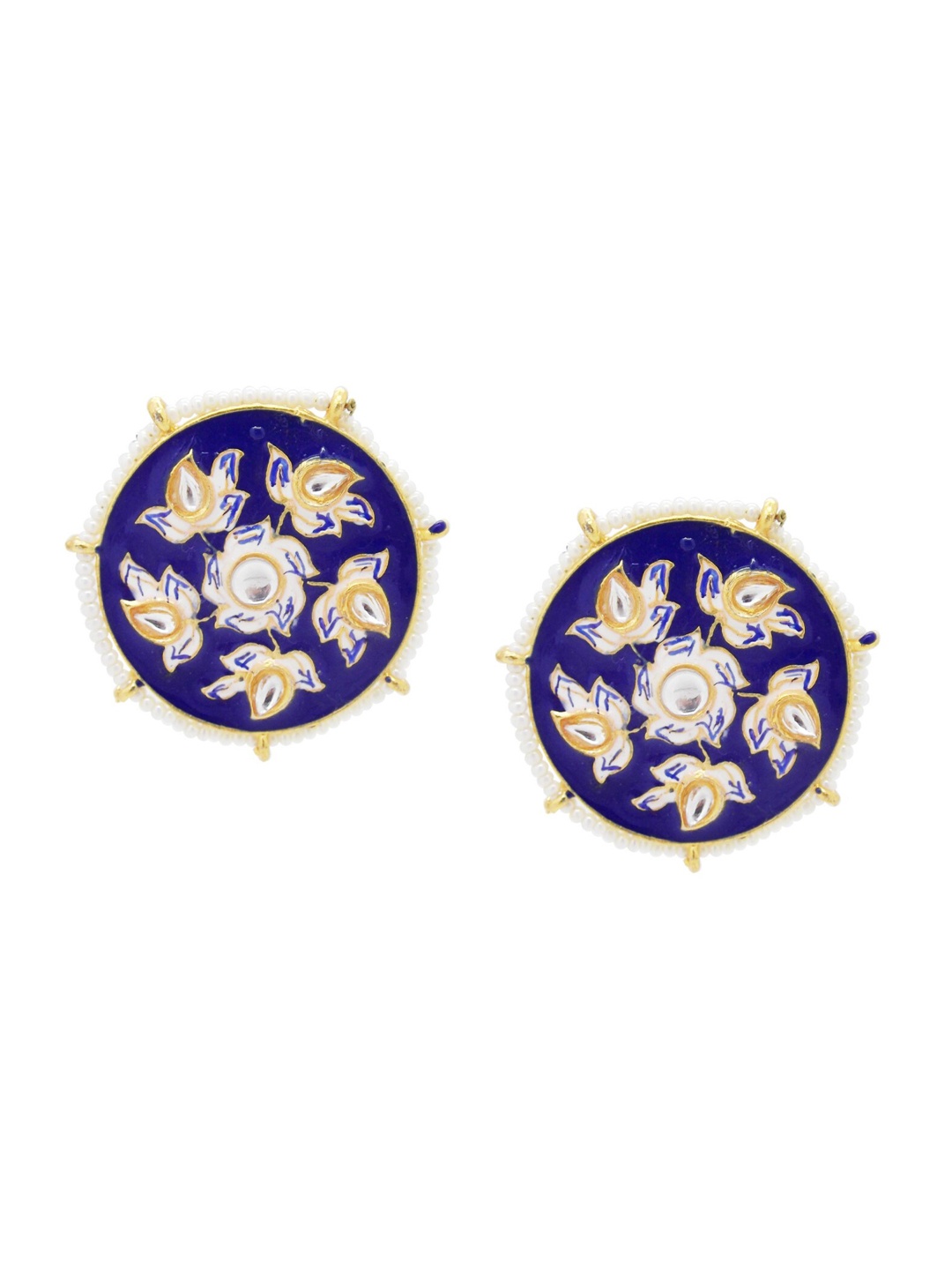 

FEMMIBELLA Women Blue Circular Studs Earrings