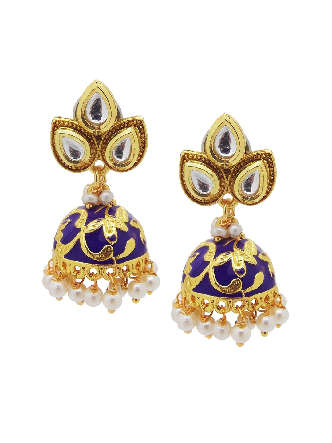 

FEMMIBELLA Women Blue & Gold-Toned Drop Earrings