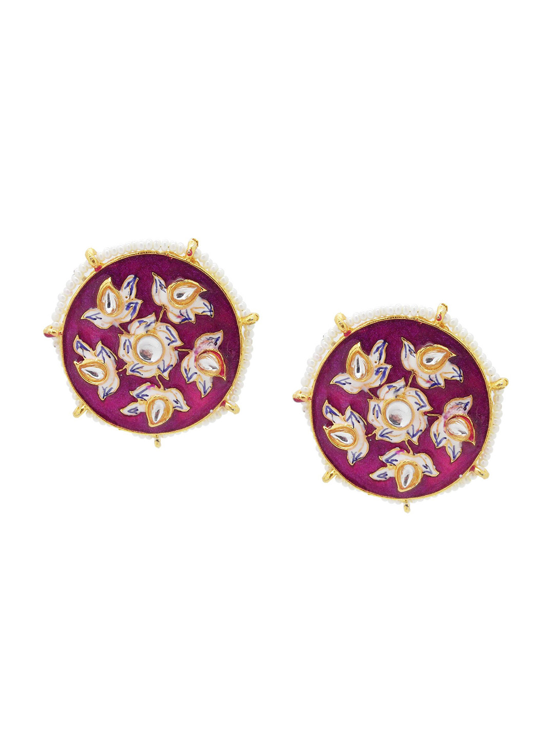 

FEMMIBELLA Women Purple & White Circular Studs Earrings