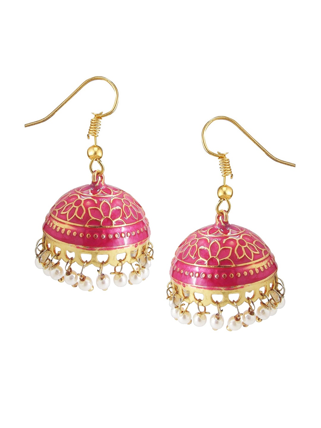 

FEMMIBELLA Women Pink Geometric Jhumkas Earrings