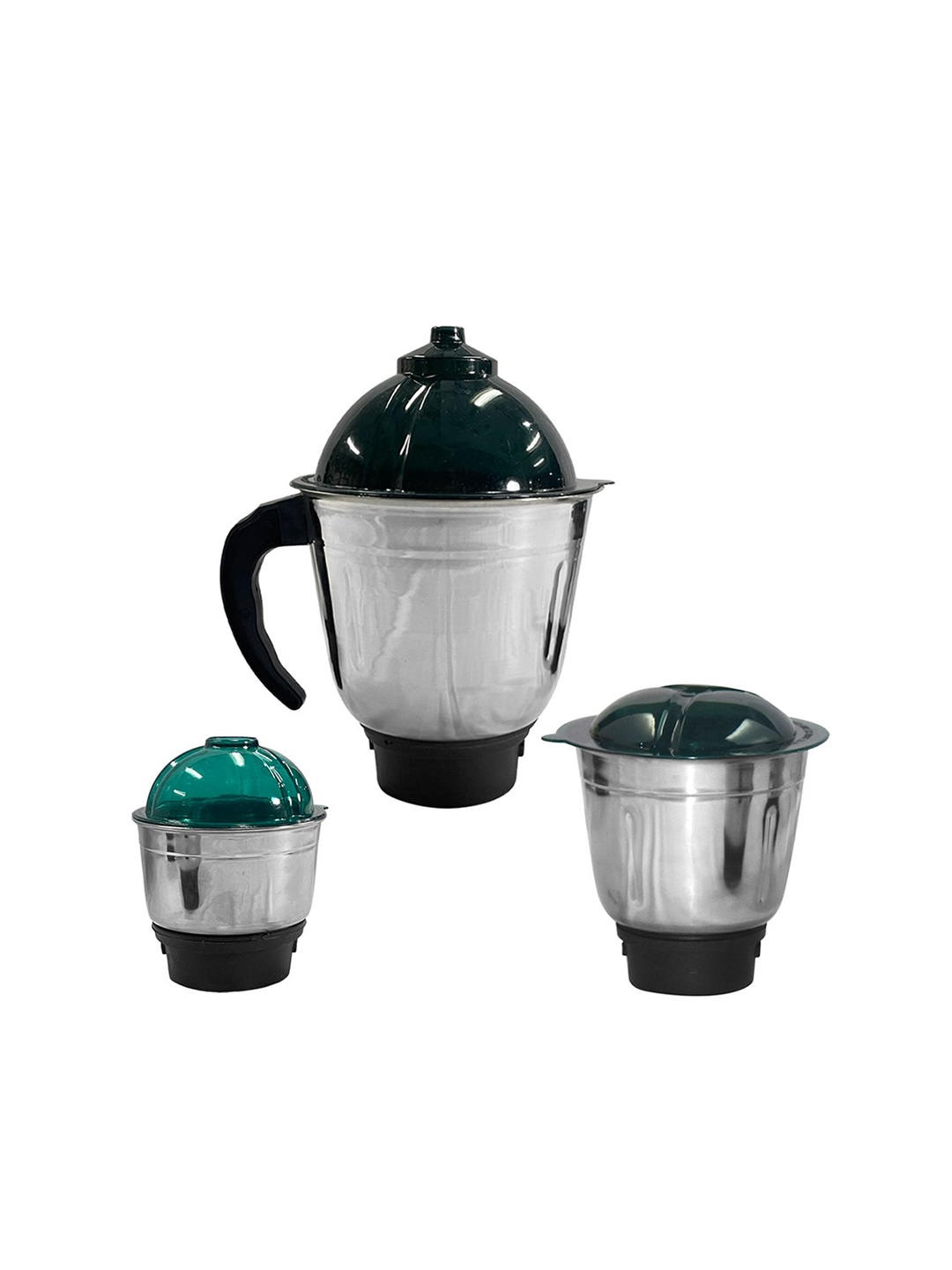 

Eslite Set Of 3 Stainless Steel Jars With Lids for Mixer Grinders, Silver