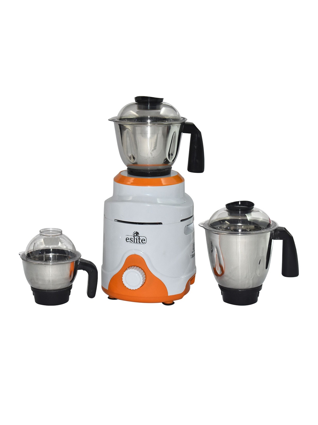 

Eslite White & Orange Plastic Juicer With 3 Stainless Steel Jars