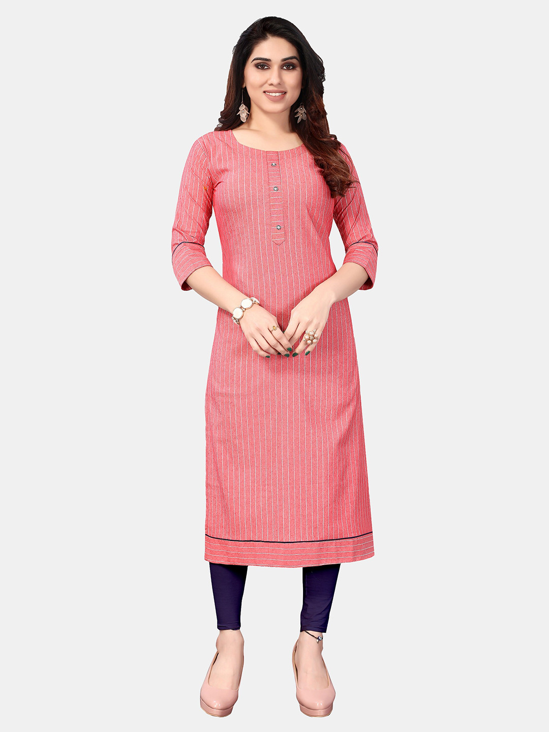 

APPLIX STYLE Women Pink Striped Kurta