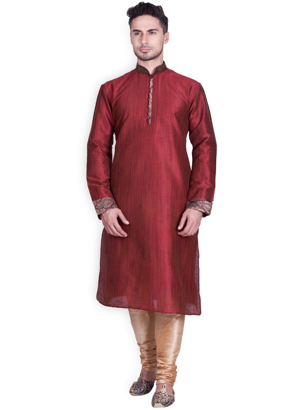 

Sanwara Men Maroon & Beige Kurta with Churidar