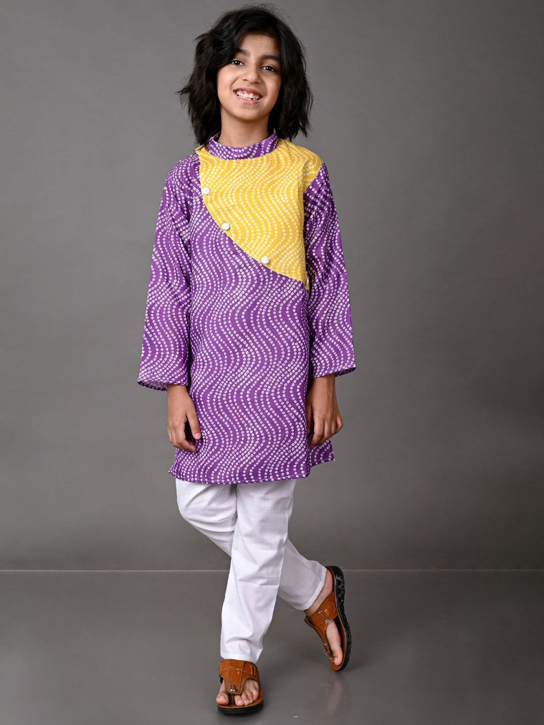 

VESHAM Boys Violet Printed Kurta with Pyjamas
