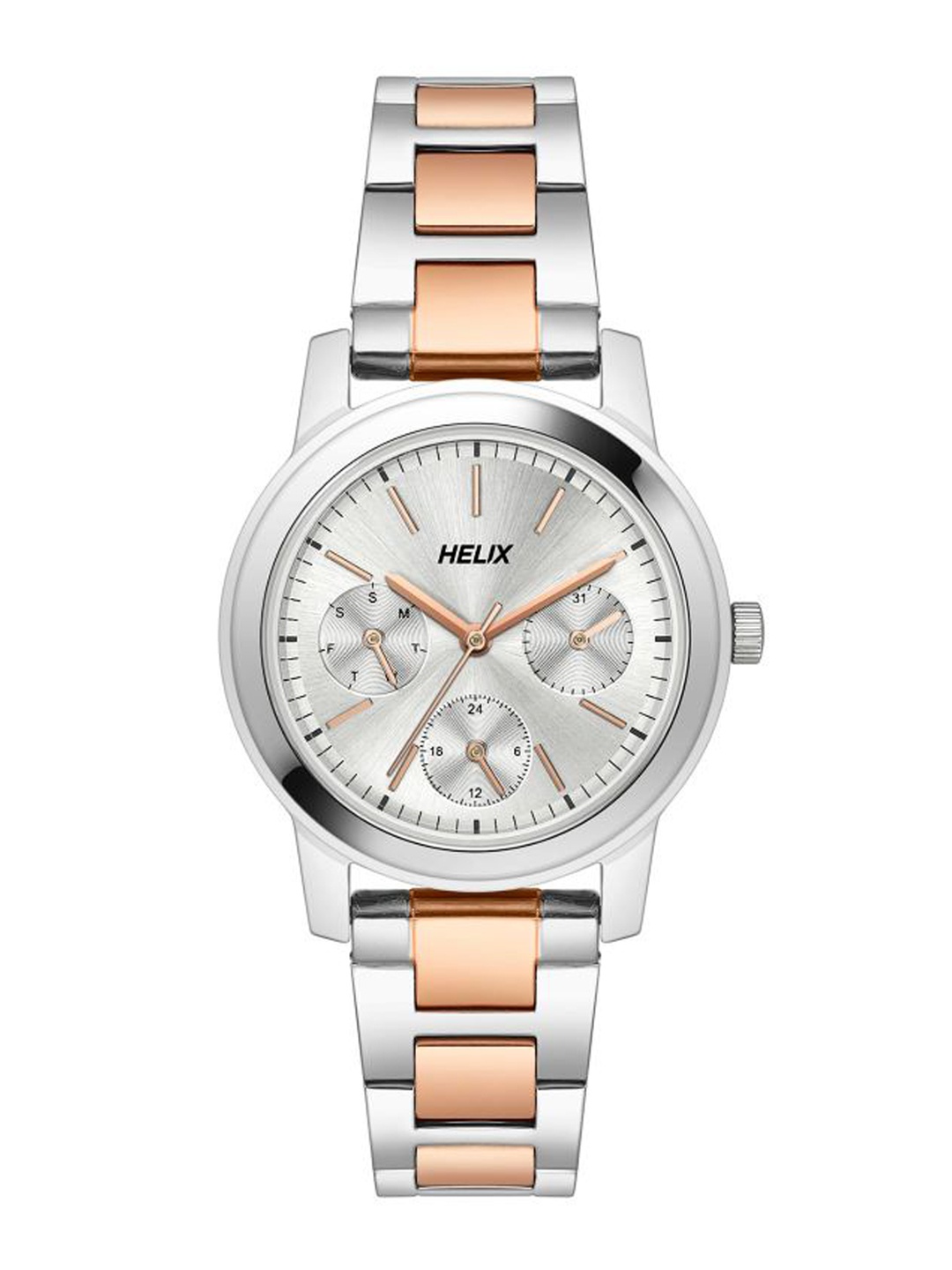 

Helix Women Silver-Toned Brass Dial & Multicoloured Stainless Steel Bracelet Style Straps Analogue Watch
