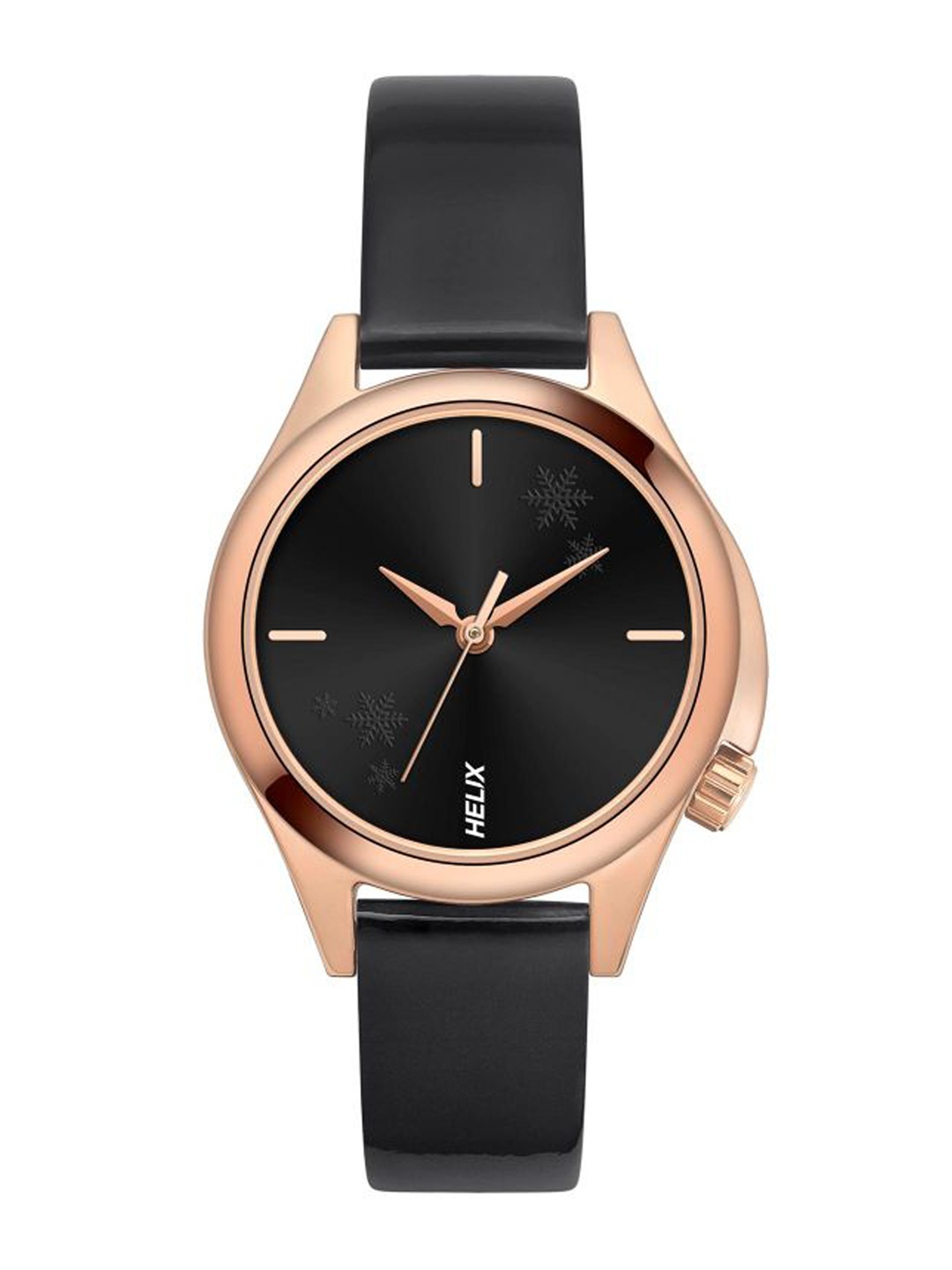 

Helix Women Black Brass Dial & Black Leather Straps Analogue Watch TW037HL12