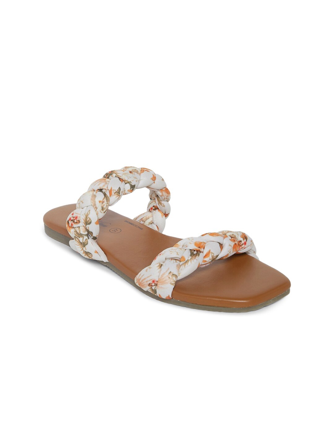 

Forever Glam by Pantaloons Women Peach-Coloured Printed Open Toe Flats