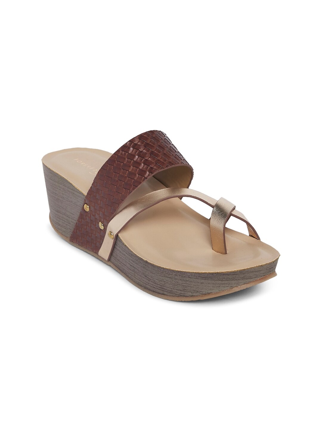 

Forever Glam by Pantaloons Textured One Toe Wedges, Brown