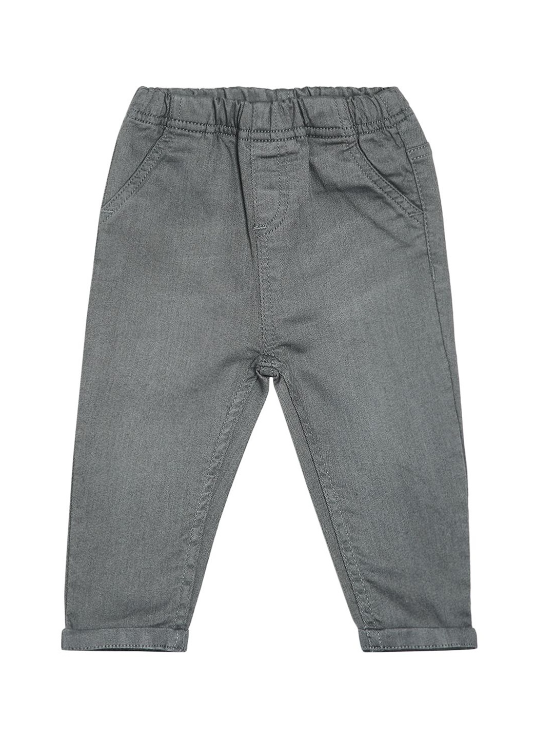 

MINI KLUB Boys Grey Solid Elasticated Denim Jeans