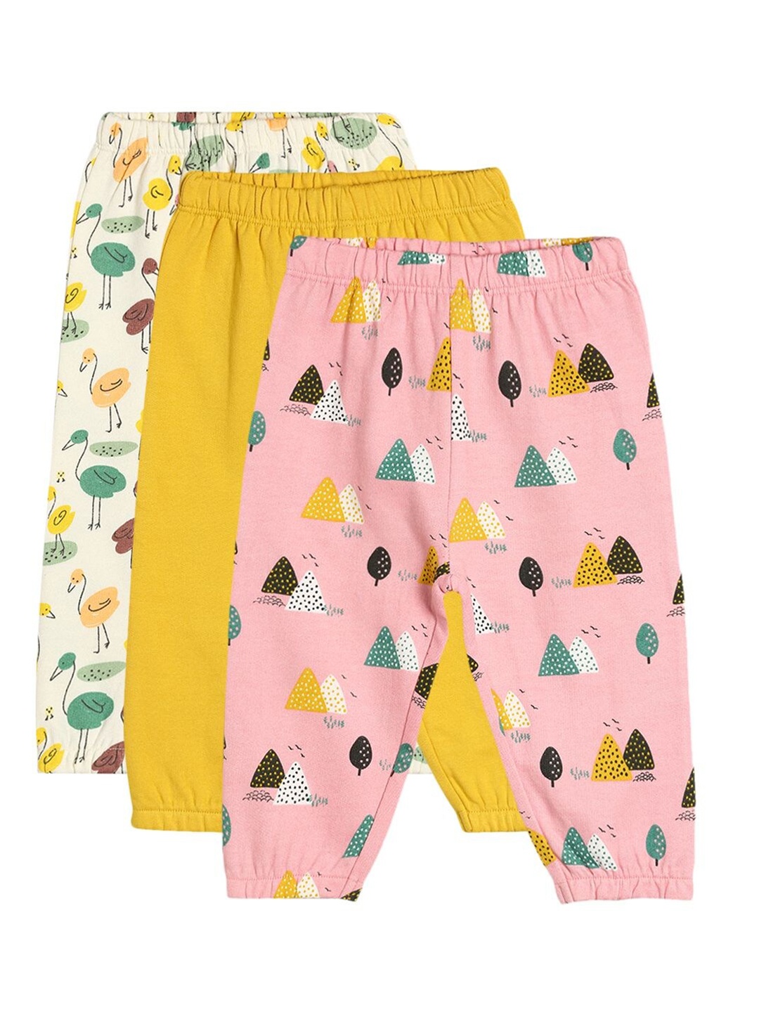 

MINI KLUB Girls Pack Of 3 Printed Organic Cotton Leggings, Multi
