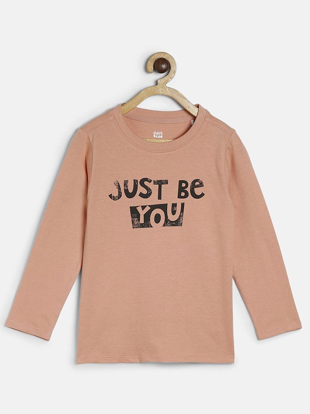 

MINI KLUB Boys Peach-Coloured Typography Printed Organic Cotton T-shirt
