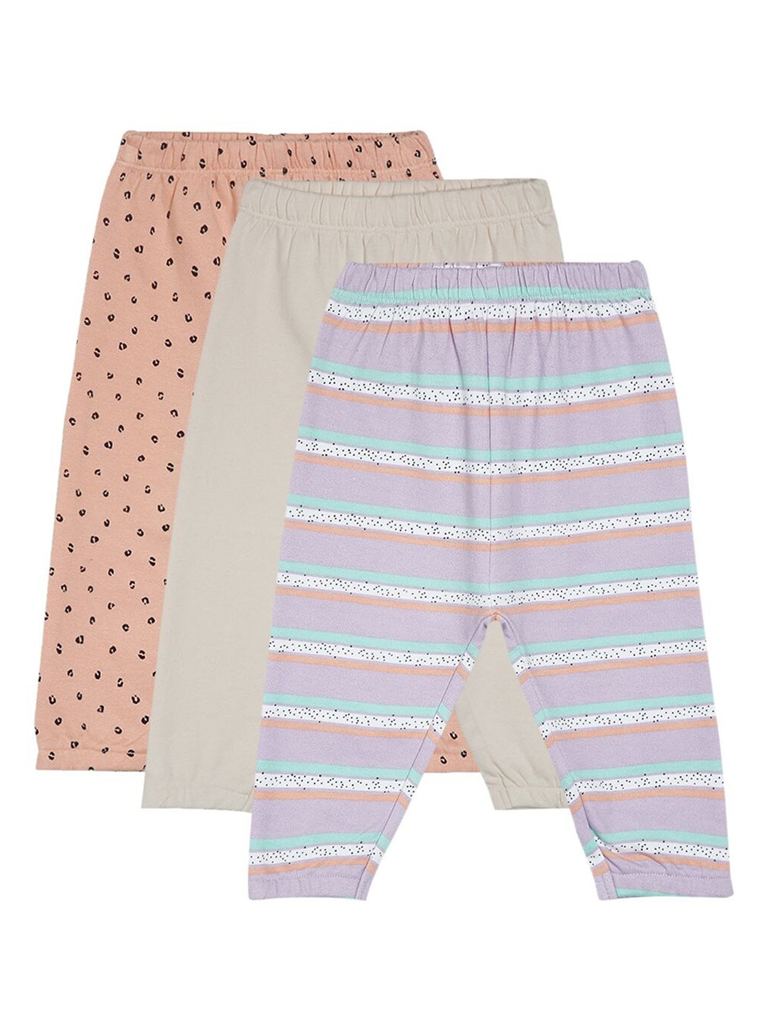 

MINI KLUB Infant Girls Pack Of 3 Printed Ankle-Length Leggings, Grey