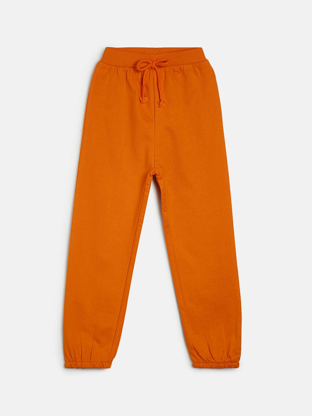 

MINI KLUB Girls Orange Solid Pure Cotton Joggers