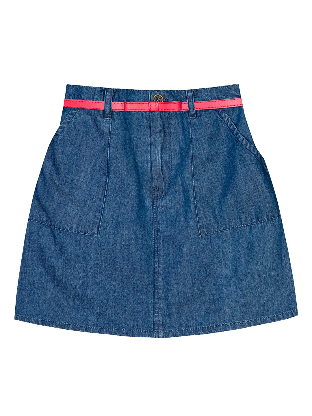 

Budding Bees Girls Blue Solid Pure Cotton Straight Above Knee Length Skirt