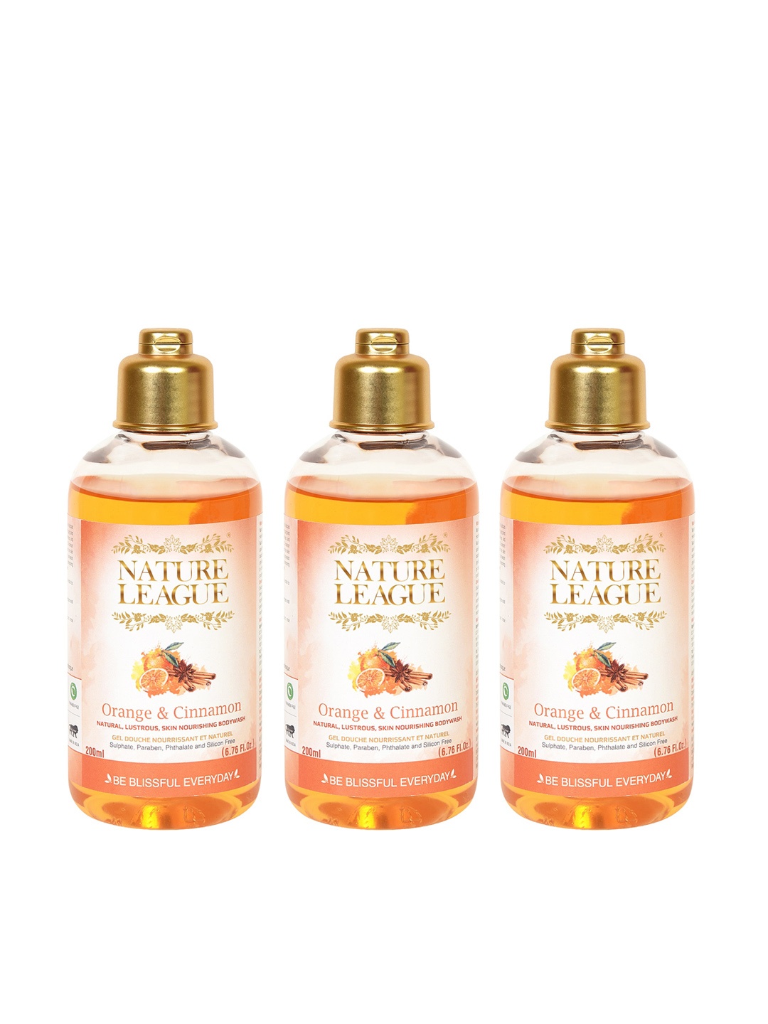 

NATURE LEAGUE Pack Of 3 Orange And Cinnamon Bodywash-200 ml Each