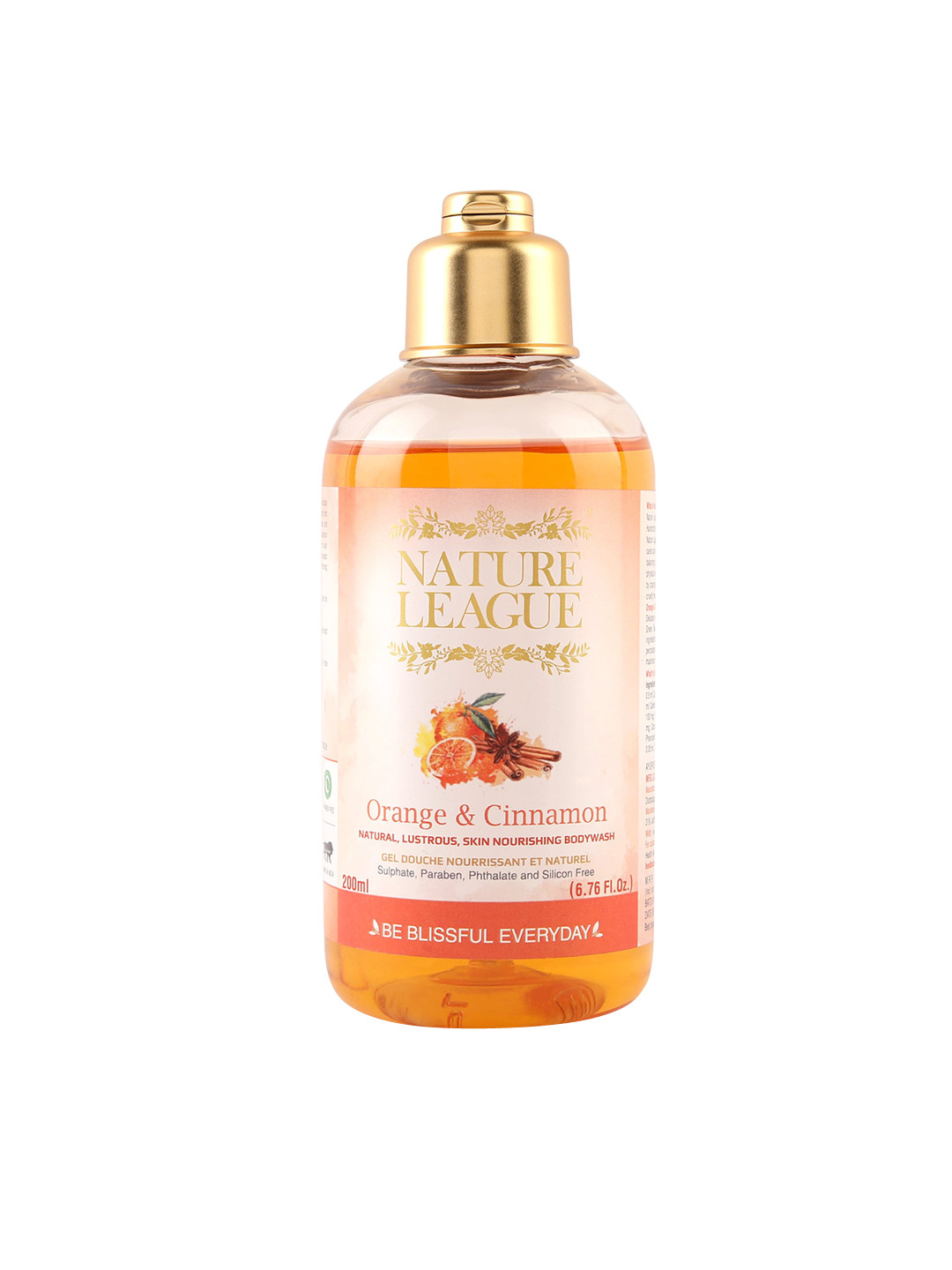 

NATURE LEAGUE Paraben Free Orange & Cinnamon Skin Nourishing Body Wash - 200 ml
