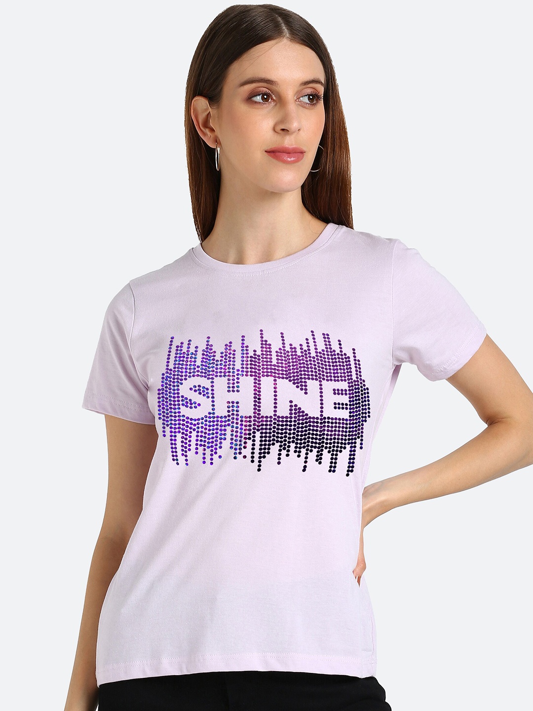 

shashvi Women Purple Typography Printed T-shirt
