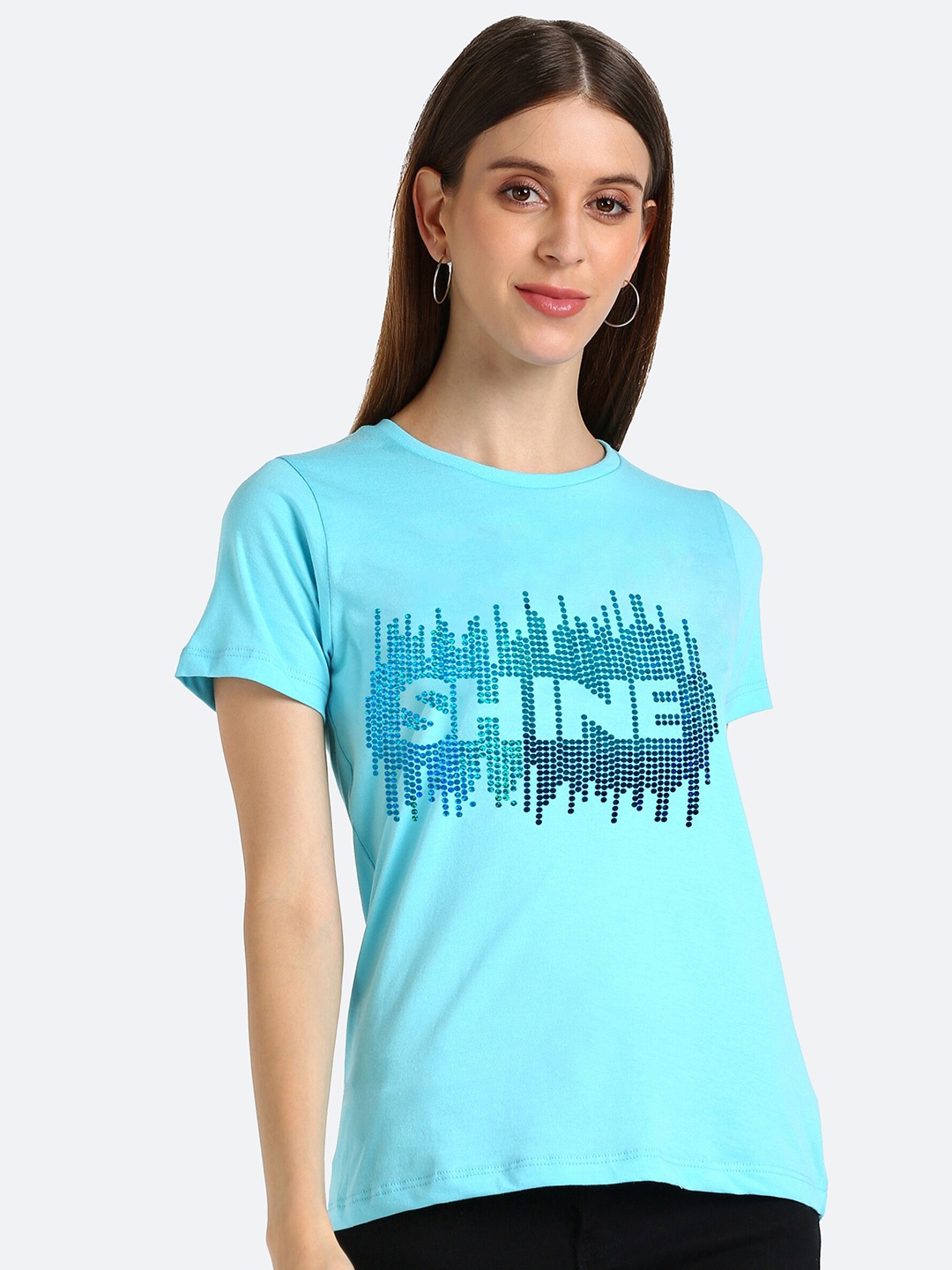 

shashvi Women Blue Printed T-shirt