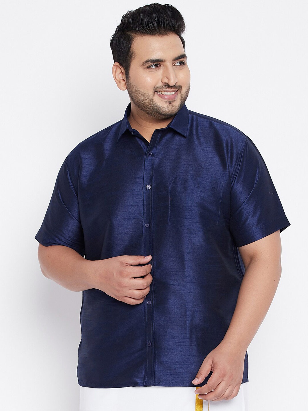 

VASTRAMAY Men Navy Blue Premium Casual Shirt