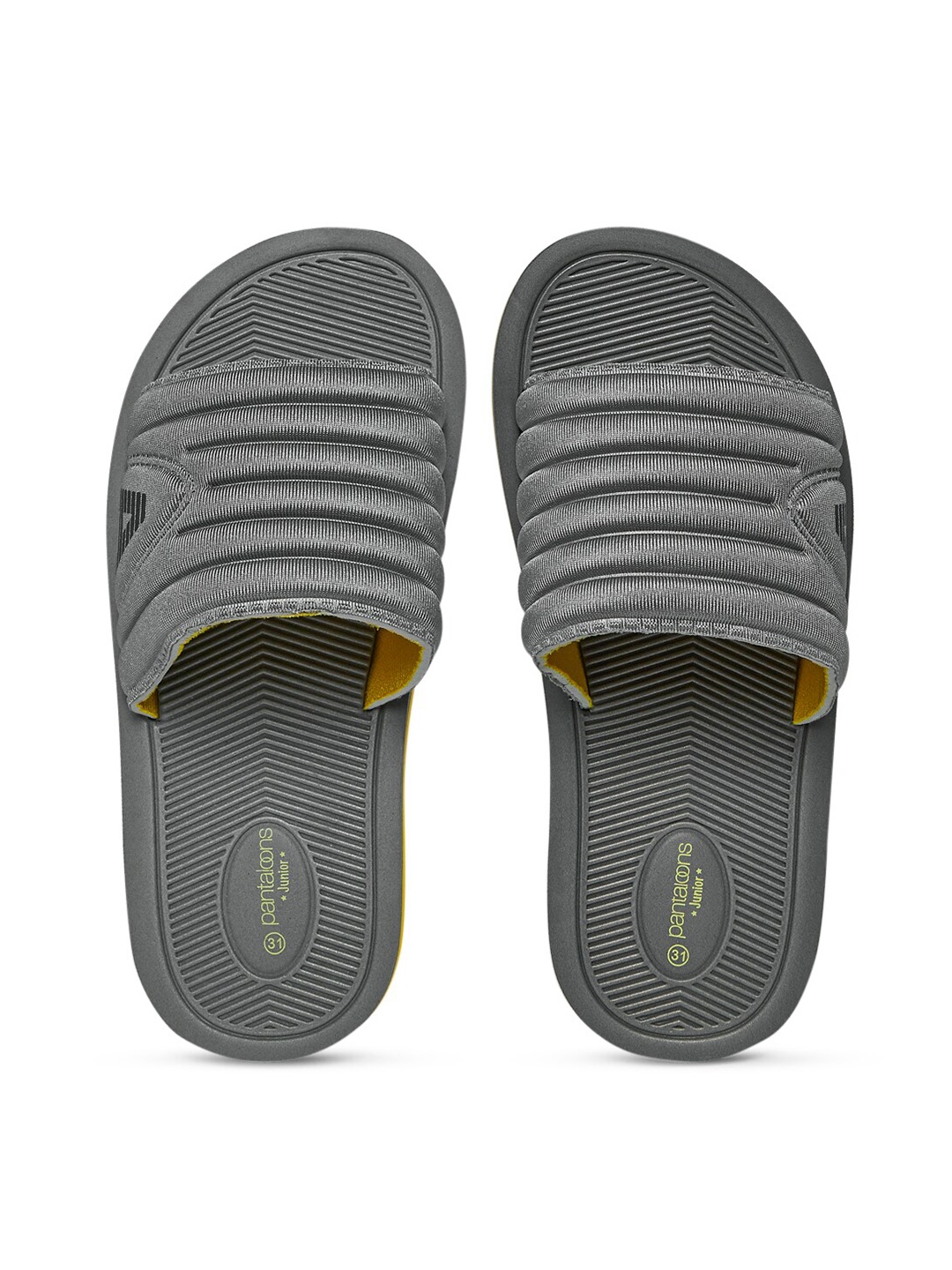 

Pantaloons Junior Boys Grey & Yellow Sliders