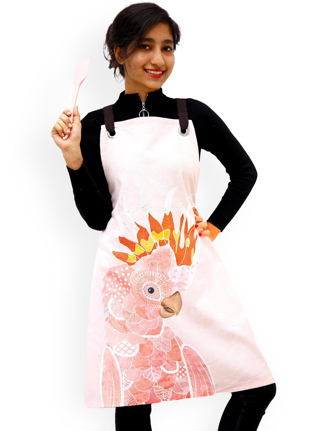 

Ariana Peach Bird Printed Cotton Aprons