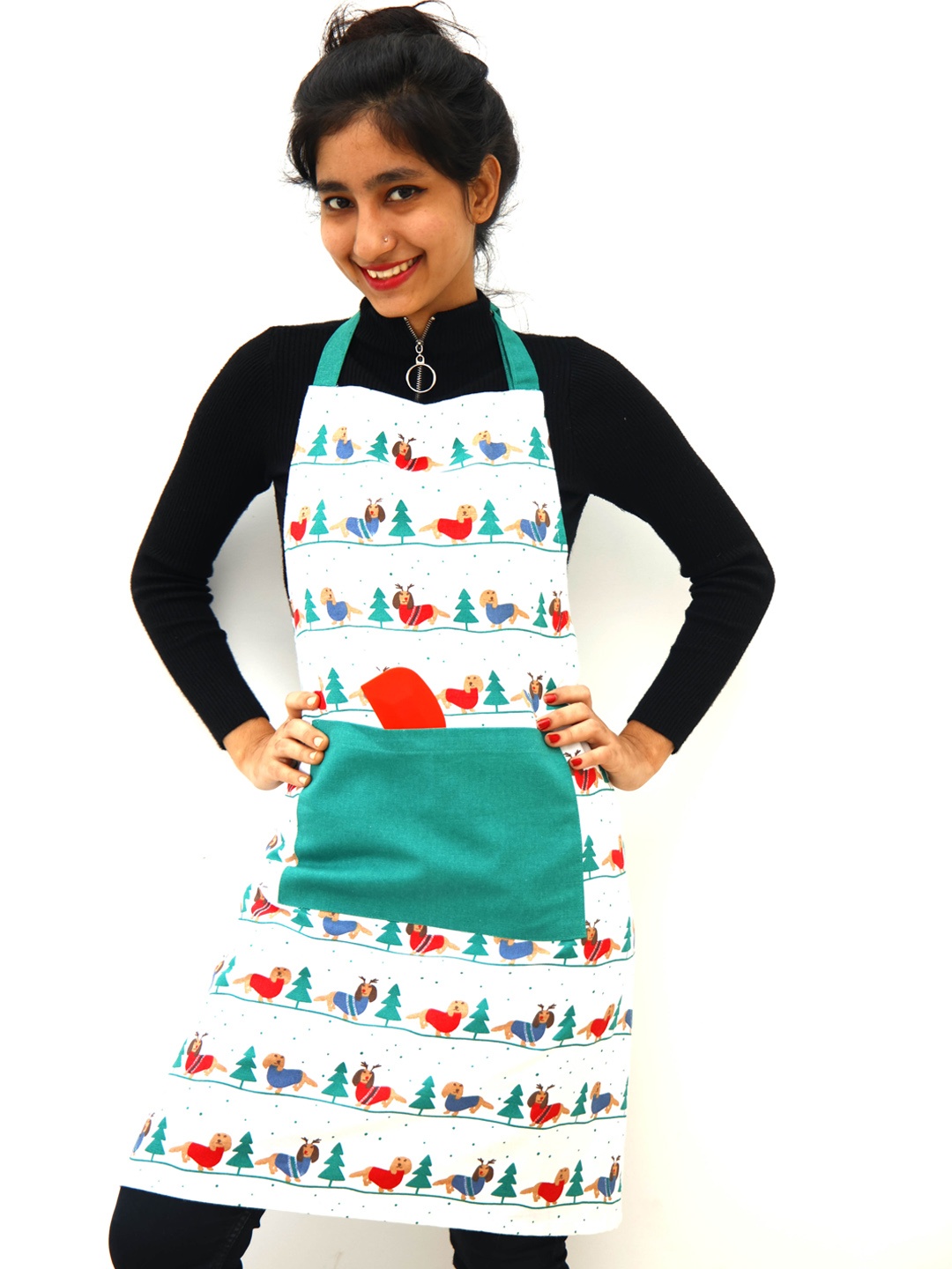 

Ariana Unisex White Printed Cotton Aprons