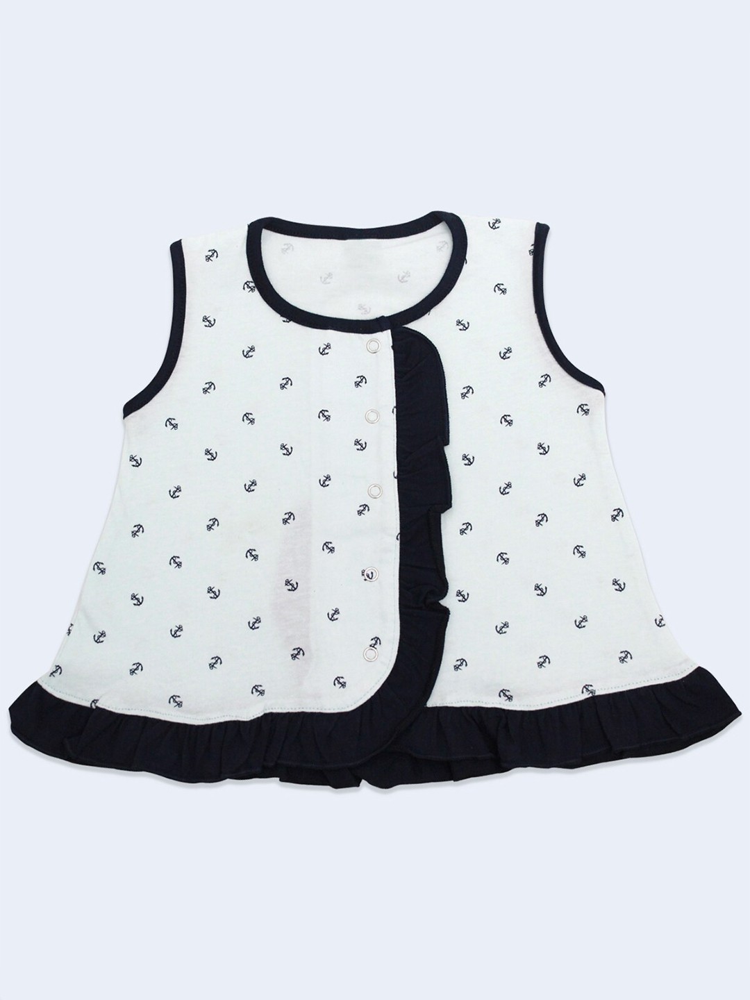 

Born Babies Girls White & Navy Blue Cotton A-Line Dress