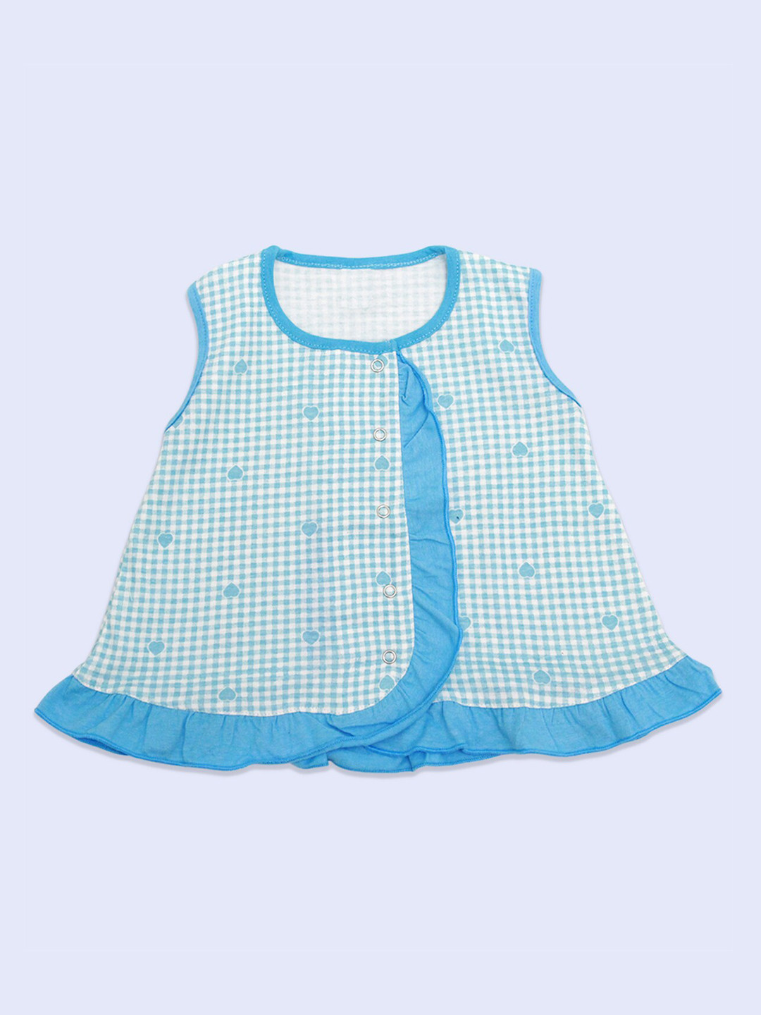 

Born Babies Girls Blue Checked A Line Dress