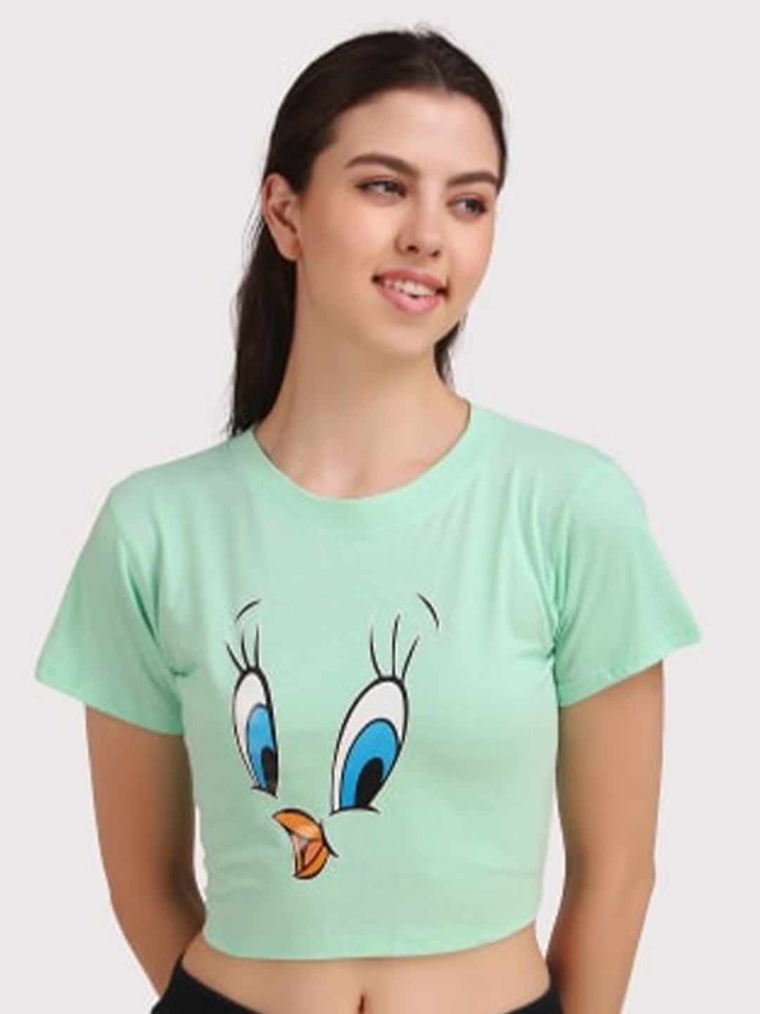 

TRENDY RABBIT Green Print Crop Top