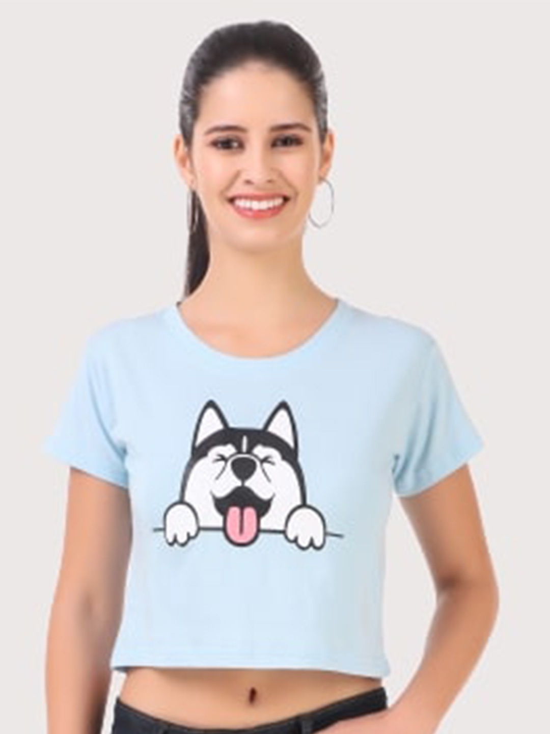 

TRENDY RABBIT Blue Print Crop Top