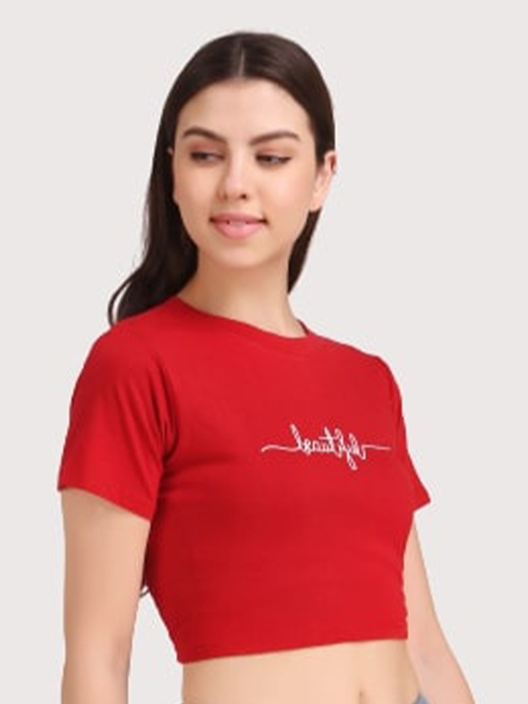 

TRENDY RABBIT Red Print Crop Top
