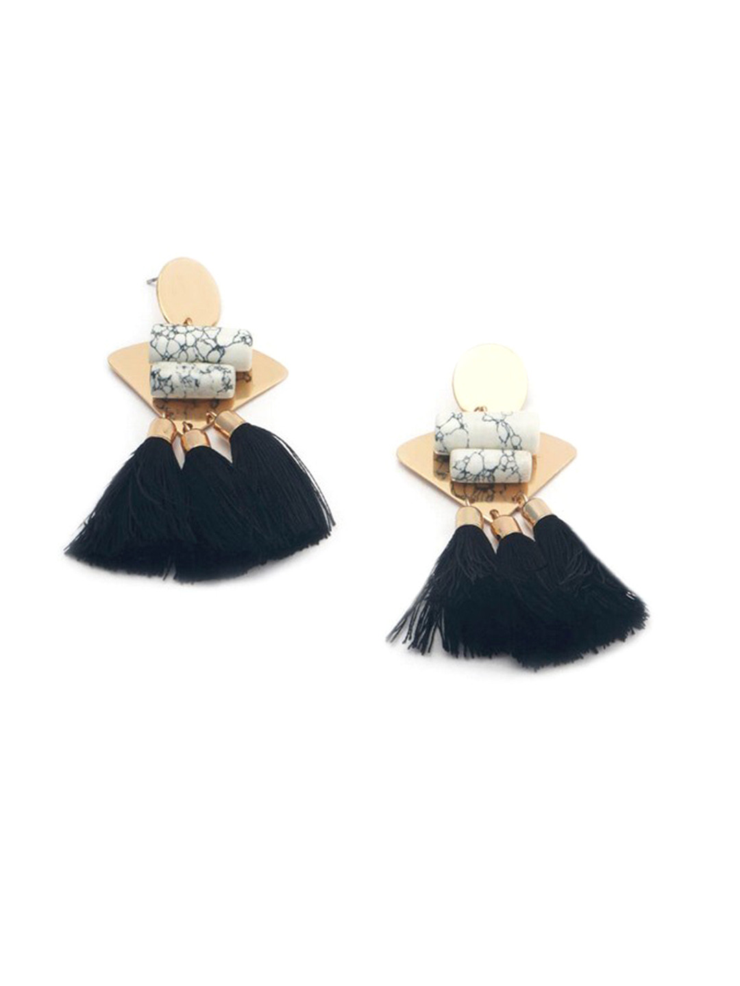 

BELLEZIYA Gold-Toned Contemporary Drop Earrings