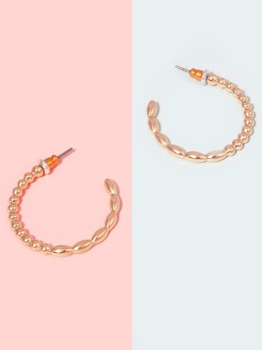 

BELLEZIYA Gold-Toned Contemporary Half Hoop Earring