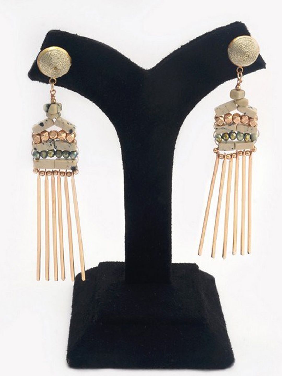 

BELLEZIYA Gold-Toned Contemporary Drop Earrings