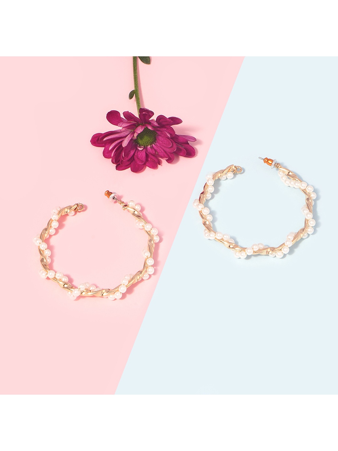 

BELLEZIYA Gold-Toned Contemporary Hoop Earrings