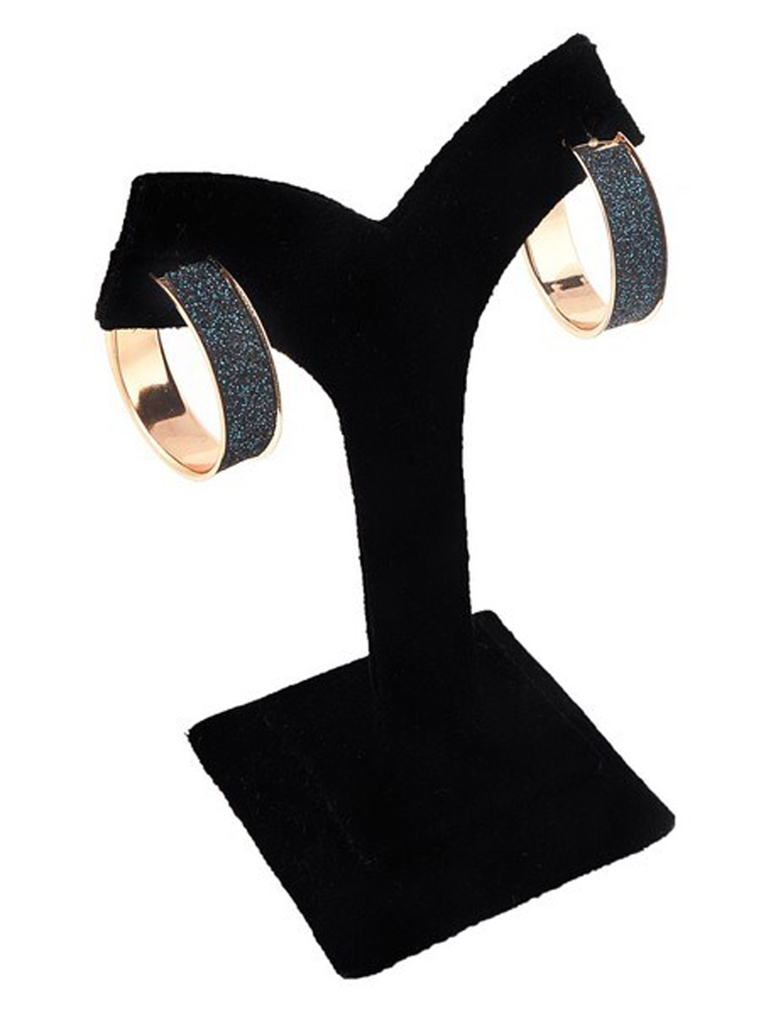

BELLEZIYA Gold-Toned & Black Circular Half Hoop Earrings
